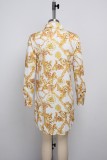 Plus Size Chain Print Long Sleeve Shirt Tops SMR-9894