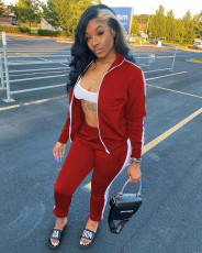 Fashion Zipper Coat And Pants Sports Casual Two Piece Set  XYF-9080