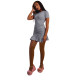 Sexy Solid Short Sleeve Ruched Ruffles Mini Dress XMY-9288