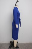 Sexy Solid Long Sleeve Slim Midi Dress SMR-9964