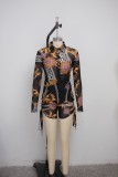 Sexy Printed Mesh Blouse Top Shorts 2 Piece Sets SMR-9879