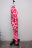 Sexy Tie Dye Zipper Long Sleeve Jumpsuit With Mask SMR-9870