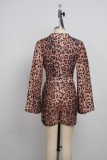 Sexy Leapard Long Sleeve V Neck Rompers SMR-9850
