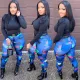 Casual Fashion Camouflage Print Mid Waist Pants (Without Belt) OLYF-6029
