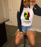 Casual Letter Print Turtleneck Long Sleeve T-Shirts HMS-5421