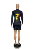 Character Print Long Sleeve Mini Dress CHY-1310