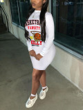 Casual Basketball Print Long Sleeve Mini Dress CHY-1309