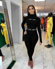 LUCKY LABEL Letter Print Tight Two Piece Sets FNN-8577