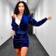 Casual Velvet Zipper Long Sleeve Mini Skirt 2 Piece Sets LSL-6022
