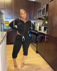 Casual Sports Hoodies Zipper Two Piece Pants Set FNN-8576