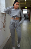 Casual Solid Long Sleeve Two Piece Pants Set XMY-9291