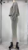 Casual Solid Long Sleeve Two Piece Pants Set XMY-9291