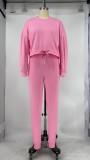Casual Solid Long Sleeve Two Piece Pants Set XMY-9291