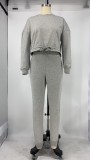 Casual Solid Long Sleeve Two Piece Pants Set XMY-9291