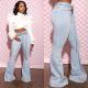 Denim Ripped Belted Flared Jeans LSD-9054