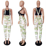 Camo Print Cross Straps Suspender Jumpsuits LSL-6122