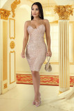 Sexy Sequined Spaghetti Strap Split Club Dress LX-8916