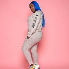 Letter Print Hoodie Sweatpants Two Piece Sets HMS-5426
