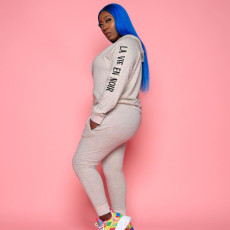 Letter Print Hoodie Sweatpants Two Piece Sets HMS-5426