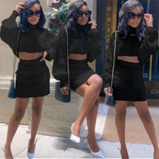 Casual Sexy Puff Sleeve Pocket Skirt Solid Color Sets JPF-1020