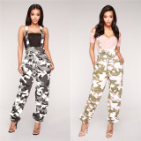 Camo Print Cross Straps Suspender Jumpsuits LSL-6122