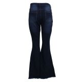 Plus Size Denim High Waist Stretch Flared Jeans HSF-2402