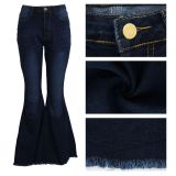 Plus Size Denim High Waist Stretch Flared Jeans HSF-2402