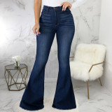 Plus Size Denim High Waist Stretch Flared Jeans HSF-2402