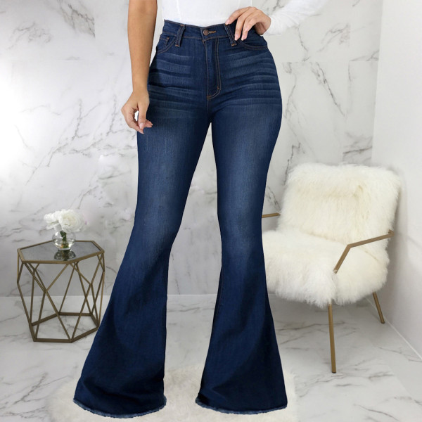Plus Size Denim High Waist Stretch Flared Jeans HSF-2402