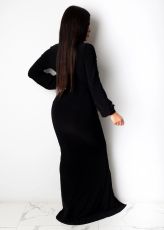 Sexy Deep V Neck Rcuched High Split Maxi Evening Dress SFY-224