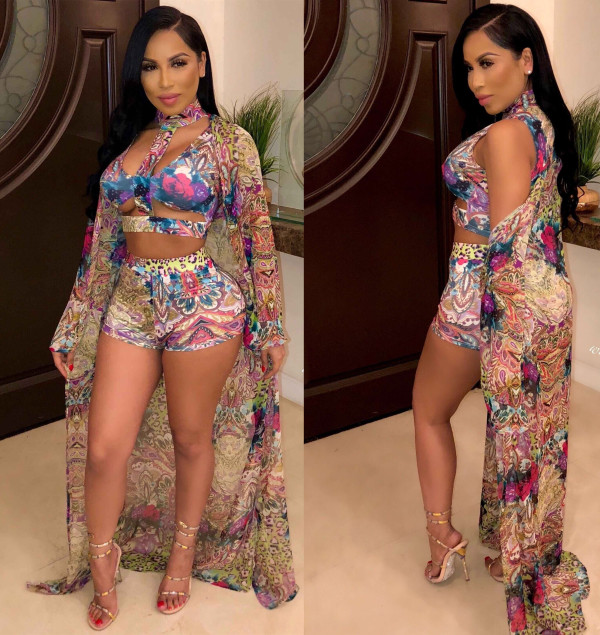 Sexy Printed Bikinis 3 Pieces Swimsuits OD-68233