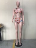 Geometric Print Padded Swimwear Bikinis 3 Piece Sets OD-68260