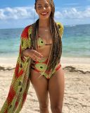 Sexy Printed Hollow Bikinis Sets+Cloak 3 Piece Swimsuit OD-68337