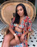 Geometric Print Padded Swimwear Bikinis 3 Piece Sets OD-68260