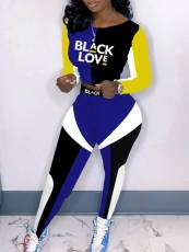 Sports Casual Letter Print Long Sleeve Two Piece Set SXF-1201