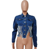 Plus Size 5XL Beading Full Sleeve Denim Coats LSD-9070-1
