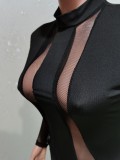 Sexy Mesh Patchwork Long Sleeve Rompers BGN-145