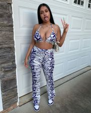 Sexy Printed Halter Bra Tops+Pants Two Piece Sets BGN-146
