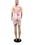Casual Printed Short Sleeve Romper YIBF-6034