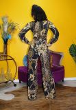 Chain Print Long Sleeve High Waist Jumpsuit XMY-9292