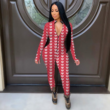 Fashionable Valentine's Day Print Slim Jumpsuit YMT-6191
