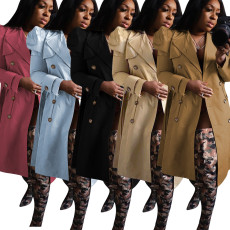 Casual Full Sleeve Double-breasted Long Trench Coat YD-8358