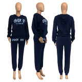 Casual Letter Print Hoodie Two Piece Sets GLF-8102