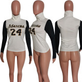 Casual Letter Print Turtleneck Long Sleeve T-Shirts HMS-5421