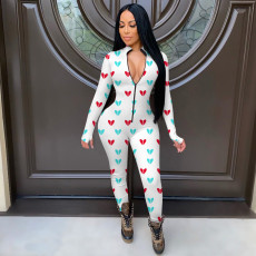 Fashionable Valentine's Day Print Slim Jumpsuit YMT-6191