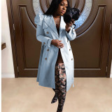 Casual Full Sleeve Double-breasted Long Trench Coat YD-8358