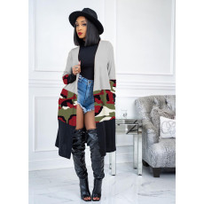 Leopard Camo Print Full Sleeve Long Coat MTY-6381