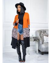 Leopard Camo Print Full Sleeve Long Coat MTY-6381