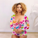 Sexy Printed Bottoned Flap Onesies Romper NIK-204