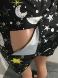 Sexy Printed Bottoned Flap Onesies Romper NIK-204